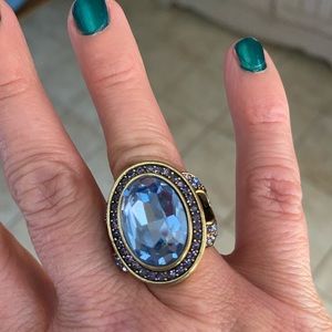 Heidi Daus Blue Crystal Cocktail Ring size 5